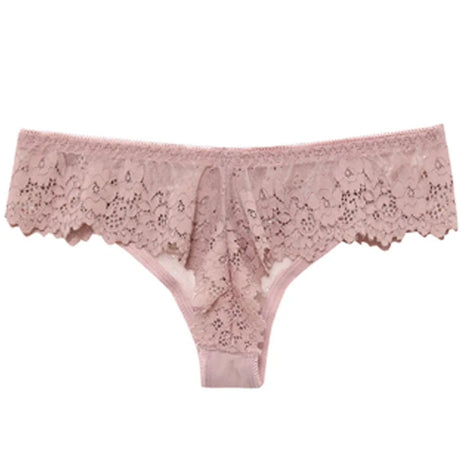 Meet'r Lingerie Femme Sexy en Dentelle Tentation Culotte Taille Basse Broderie String Transparent Ajouré Sous-vêtements Femme G string