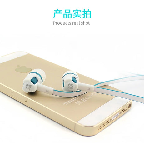 Écouteurs filaires Extra Bass avec microphone et prise jack 3,5 mm, style Noodles, pour Samsung