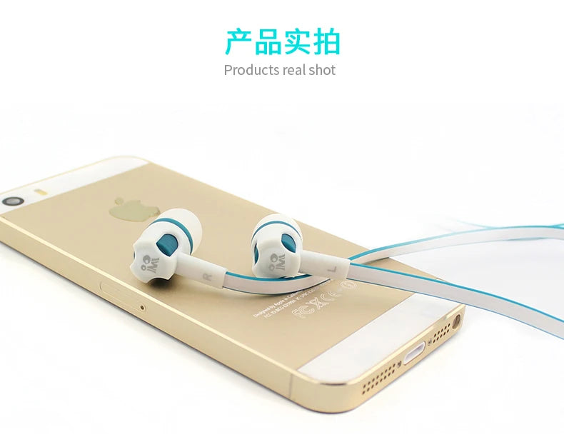 Écouteurs filaires Extra Bass avec microphone et prise jack 3,5 mm, style Noodles, pour Samsung