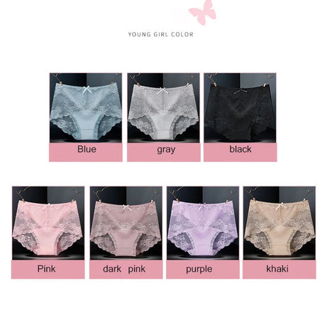 Lot de 7 culottes en coton transparent et dentelle, confortables et antibactériennes, grandes tailles, lingerie sexy pour femme
