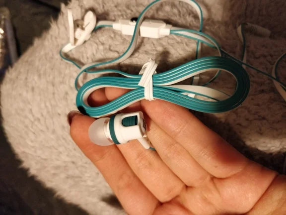 Écouteurs filaires Extra Bass avec microphone et prise jack 3,5 mm, style Noodles, pour Samsung