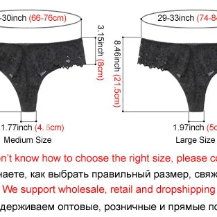 Meet'r Lingerie Femme Sexy en Dentelle Tentation Culotte Taille Basse Broderie String Transparent Ajouré Sous-vêtements Femme G string