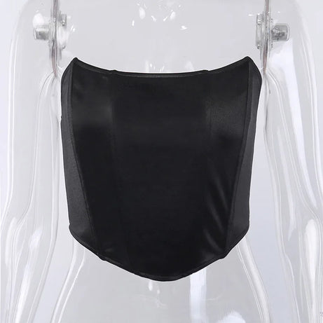 Débardeur sans manches à épaules dénudées, corset court sexy, sous-vêtements féminins, bustier dos nu uni