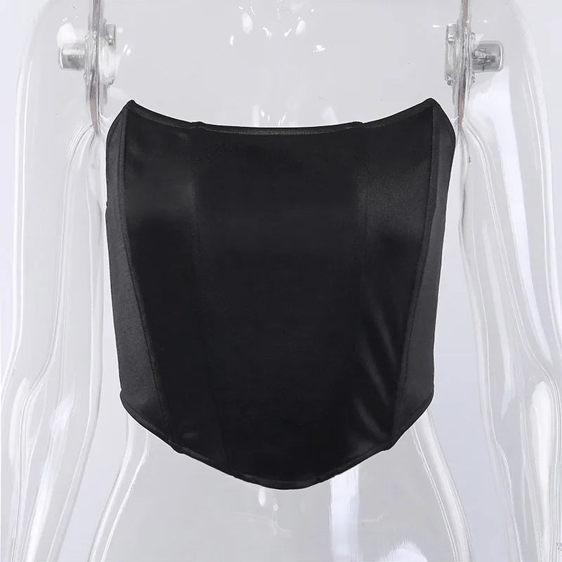 Débardeur sans manches à épaules dénudées, corset court sexy, sous-vêtements féminins, bustier dos nu uni