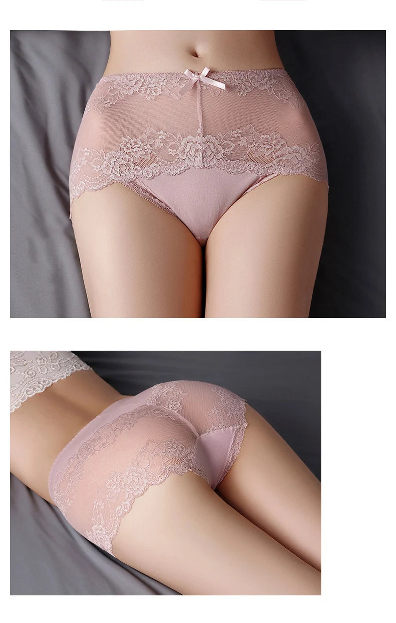 Lot de 7 culottes en coton transparent et dentelle, confortables et antibactériennes, grandes tailles, lingerie sexy pour femme