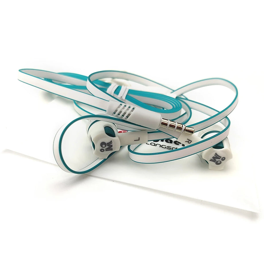 Écouteurs filaires Extra Bass avec microphone et prise jack 3,5 mm, style Noodles, pour Samsung