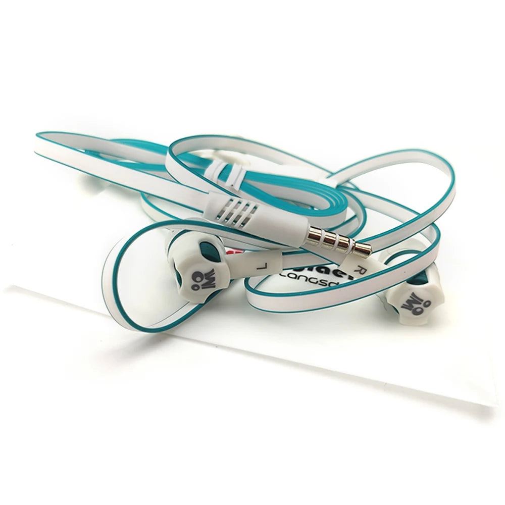 Écouteurs filaires Extra Bass avec microphone et prise jack 3,5 mm, style Noodles, pour Samsung