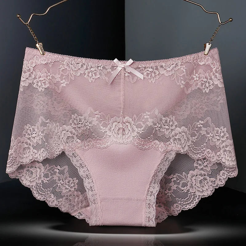 Lot de 7 culottes en coton transparent et dentelle, confortables et antibactériennes, grandes tailles, lingerie sexy pour femme