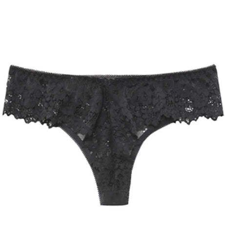 Meet'r Lingerie Femme Sexy en Dentelle Tentation Culotte Taille Basse Broderie String Transparent Ajouré Sous-vêtements Femme G string