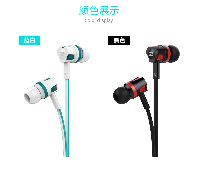 Écouteurs filaires Extra Bass avec microphone et prise jack 3,5 mm, style Noodles, pour Samsung