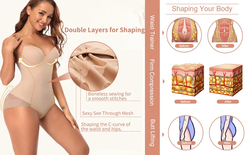 Body gainant pour femme, culotte push-up ventre-fesses, gaine amincissante, sous-vêtements sculptants pour le corps