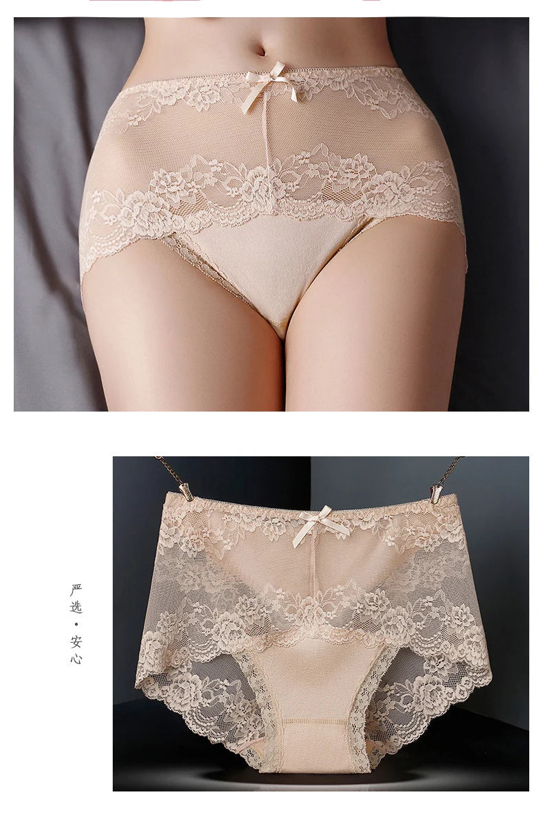 Lot de 7 culottes en coton transparent et dentelle, confortables et antibactériennes, grandes tailles, lingerie sexy pour femme