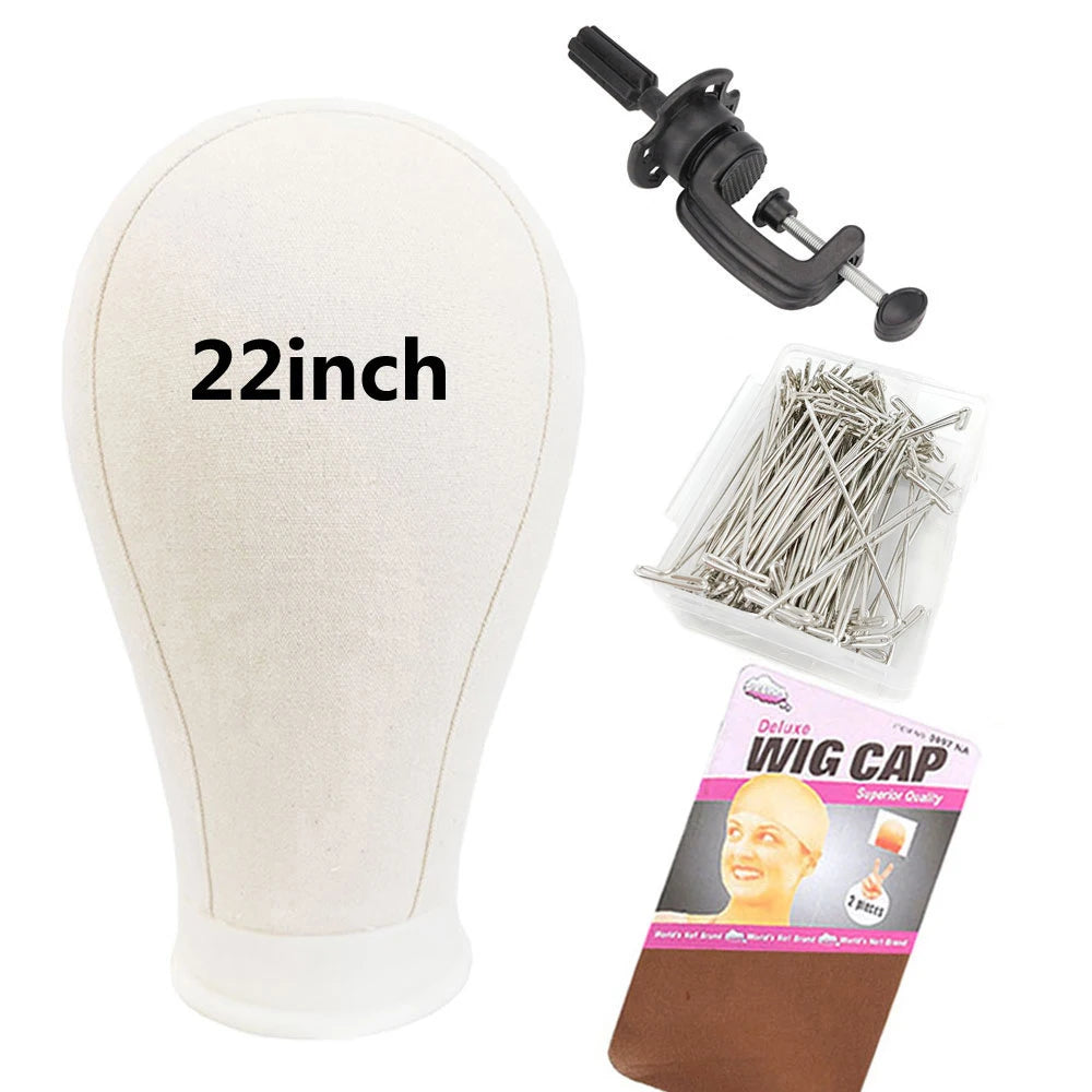Tête de mannequin en toile pour perruque, support pour perruque de 53 à 61 cm (21 à 24 pouces), idéale pour la présentation et la réalisation de perruques.
