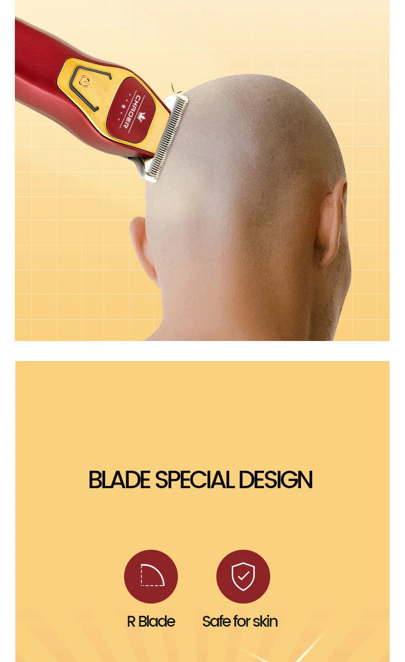 Tondeuse à cheveux professionnelle puissante pour hommes, lame en T de 0 mm, tondeuse électrique rechargeable, machine de coiffure et de rasage pour barbe