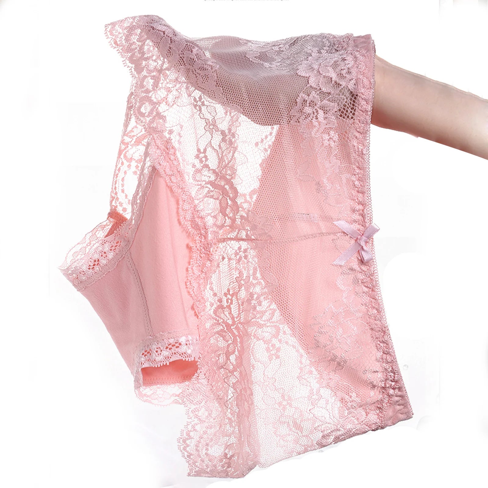 Lot de 7 culottes en coton transparent et dentelle, confortables et antibactériennes, grandes tailles, lingerie sexy pour femme