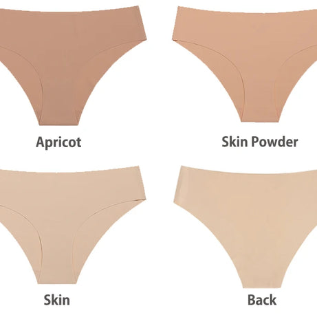 Ensemble de 3 culottes sans coutures pour femme, respirantes, taille basse, sexy, en soie unie, invisibles.