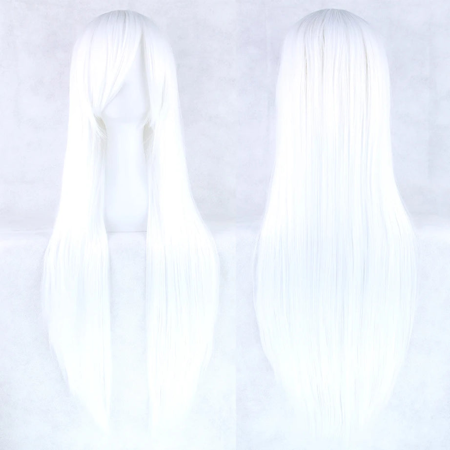 Perruque synthétique Soowee de 80 cm de long, blanche et violette, idéale pour le cosplay, les fêtes et les coiffures noires. Cheveux raides. Postiche pour femme.