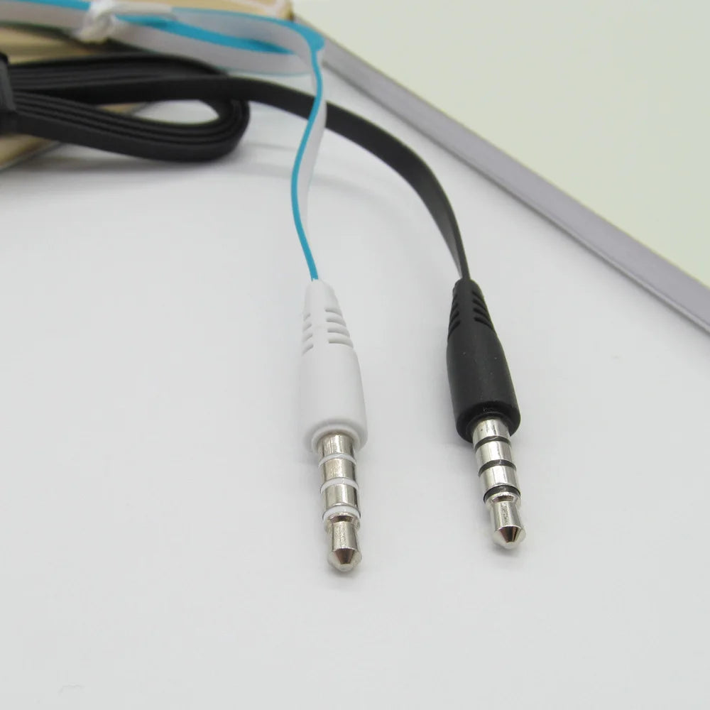 Écouteurs filaires Extra Bass avec microphone et prise jack 3,5 mm, style Noodles, pour Samsung