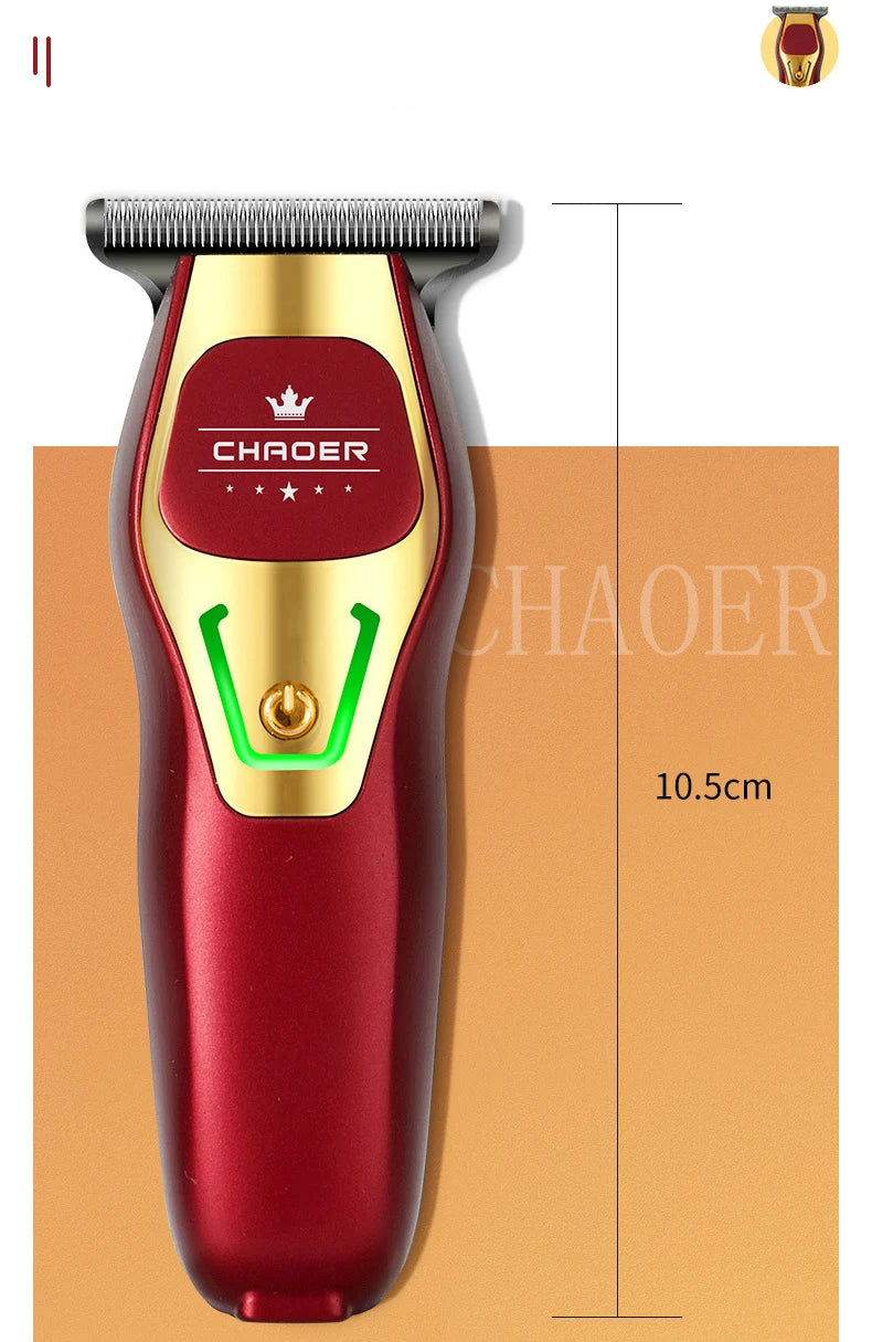 Tondeuse à cheveux professionnelle puissante pour hommes, lame en T de 0 mm, tondeuse électrique rechargeable, machine de coiffure et de rasage pour barbe