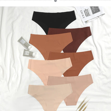 Ensemble de 3 culottes sans coutures pour femme, respirantes, taille basse, sexy, en soie unie, invisibles.
