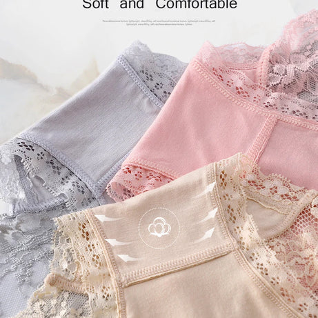 Lot de 7 culottes en coton transparent et dentelle, confortables et antibactériennes, grandes tailles, lingerie sexy pour femme
