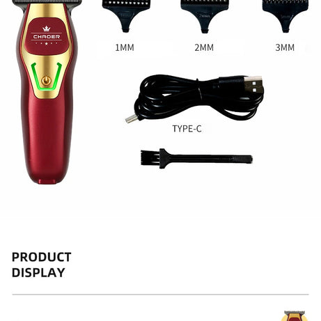 Tondeuse à cheveux professionnelle puissante pour hommes, lame en T de 0 mm, tondeuse électrique rechargeable, machine de coiffure et de rasage pour barbe