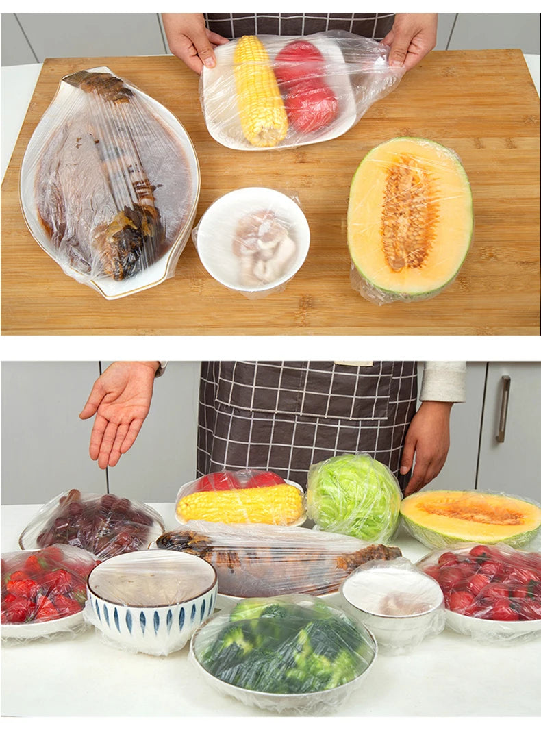 Couvercles alimentaires réutilisables et jetables en plastique, résistants et élastiques, pour bols et assiettes. Sac de conservation des aliments.