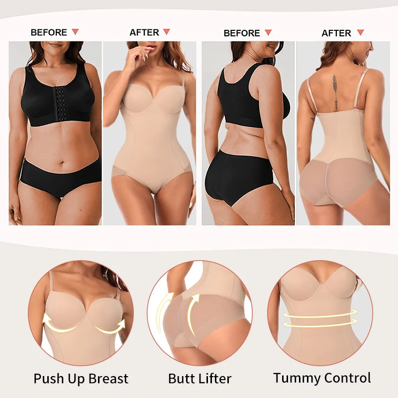 Body gainant pour femme, culotte push-up ventre-fesses, gaine amincissante, sous-vêtements sculptants pour le corps