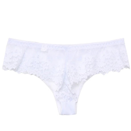 Meet'r Lingerie Femme Sexy en Dentelle Tentation Culotte Taille Basse Broderie String Transparent Ajouré Sous-vêtements Femme G string