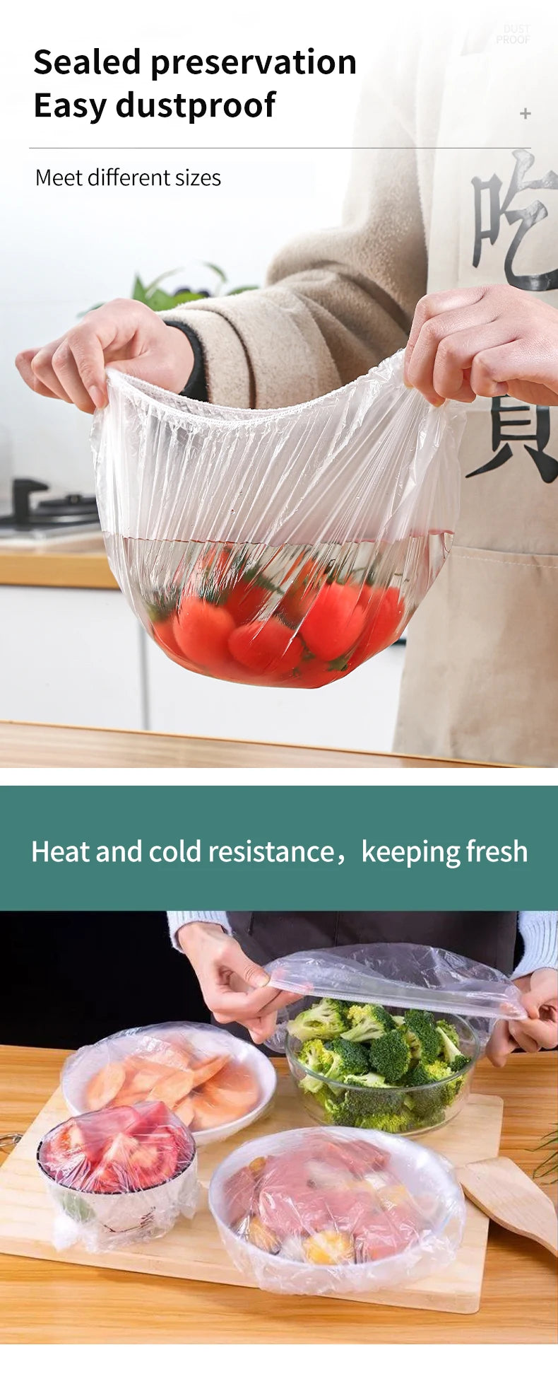 Couvercles alimentaires réutilisables et jetables en plastique, résistants et élastiques, pour bols et assiettes. Sac de conservation des aliments.