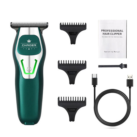 Tondeuse à cheveux professionnelle puissante pour hommes, lame en T de 0 mm, tondeuse électrique rechargeable, machine de coiffure et de rasage pour barbe