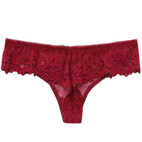 Meet'r Lingerie Femme Sexy en Dentelle Tentation Culotte Taille Basse Broderie String Transparent Ajouré Sous-vêtements Femme G string