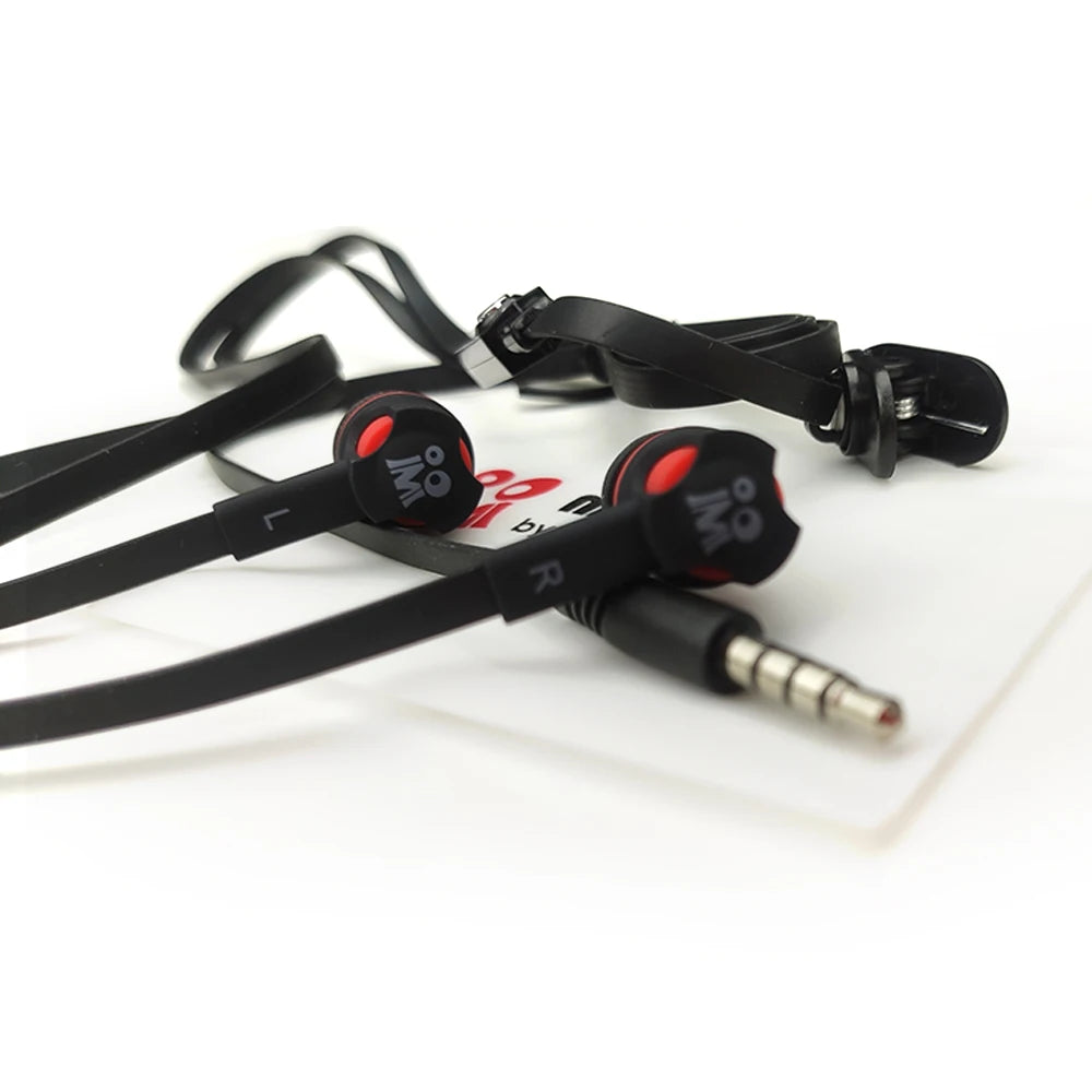 Écouteurs filaires Extra Bass avec microphone et prise jack 3,5 mm, style Noodles, pour Samsung