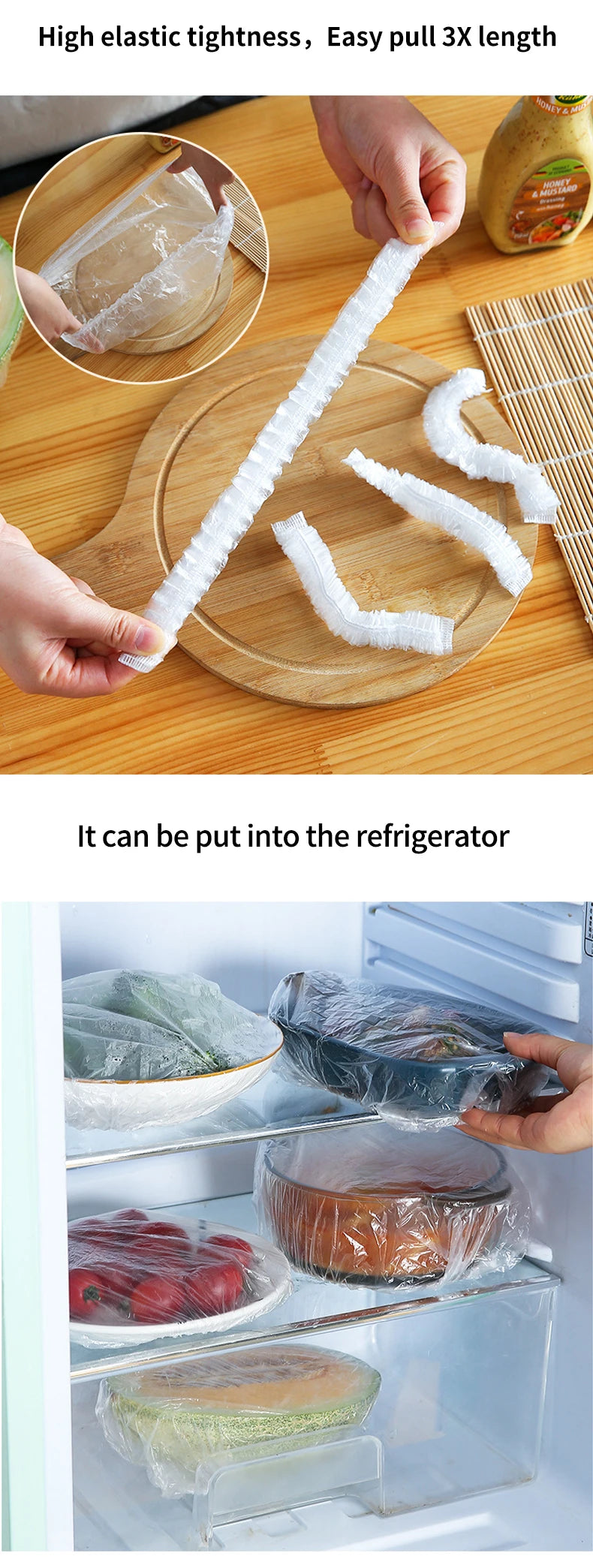 Couvercles alimentaires réutilisables et jetables en plastique, résistants et élastiques, pour bols et assiettes. Sac de conservation des aliments.