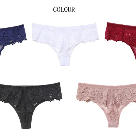 Meet'r Lingerie Femme Sexy en Dentelle Tentation Culotte Taille Basse Broderie String Transparent Ajouré Sous-vêtements Femme G string