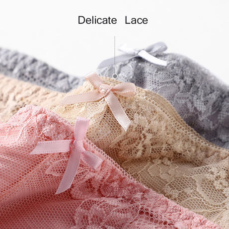 Lot de 7 culottes en coton transparent et dentelle, confortables et antibactériennes, grandes tailles, lingerie sexy pour femme