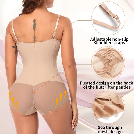 Body gainant pour femme, culotte push-up ventre-fesses, gaine amincissante, sous-vêtements sculptants pour le corps