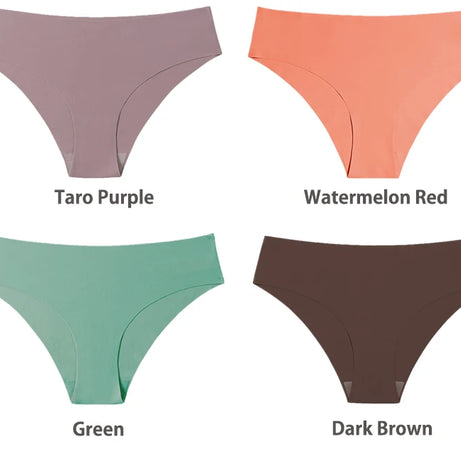Ensemble de 3 culottes sans coutures pour femme, respirantes, taille basse, sexy, en soie unie, invisibles.