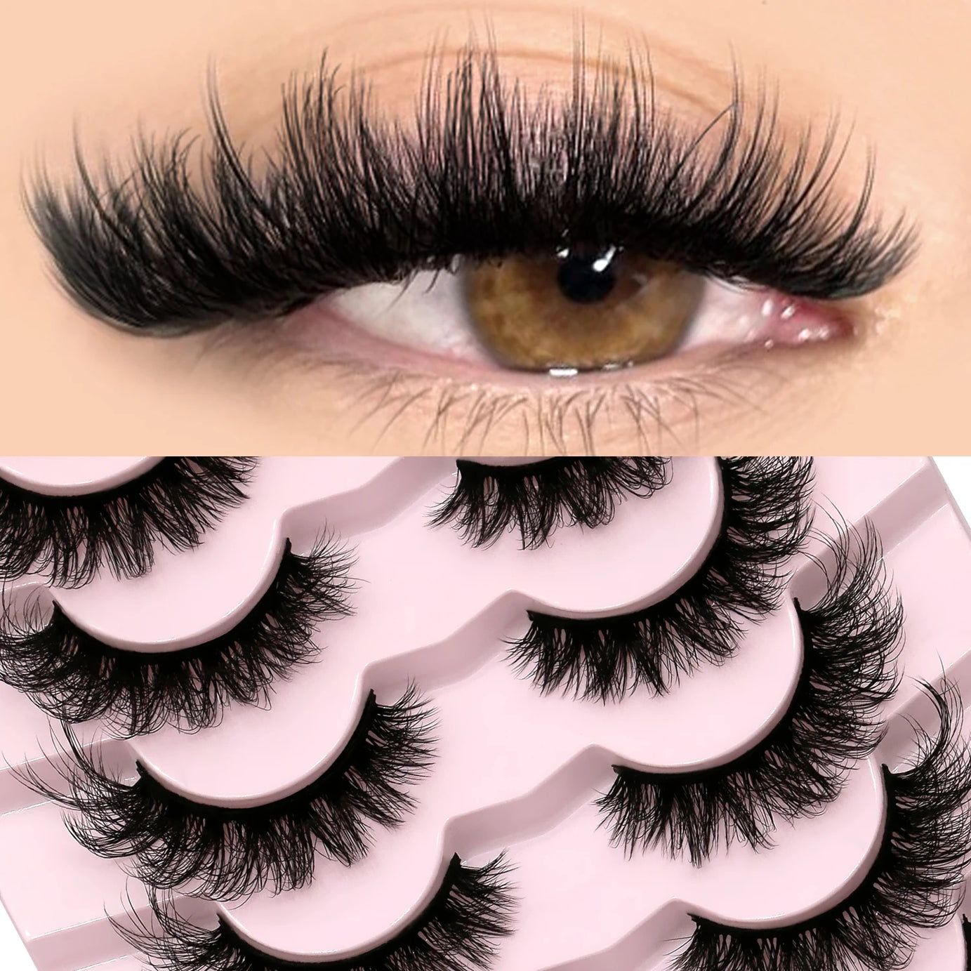 Cils en vison 3D GROINNEYA, effet chat, volume léger et vaporeux, effet naturel et aérien, bande flexible et légère