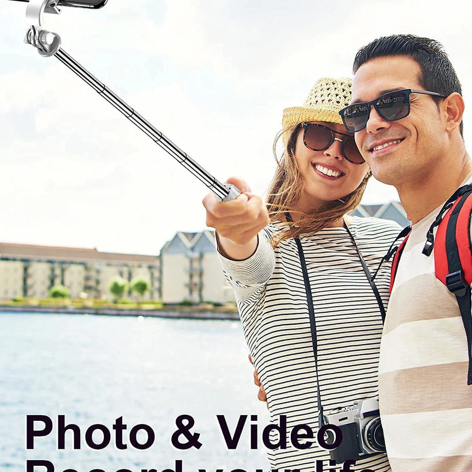 Perche à selfie sans fil Bluetooth avec trépied pliable et portable, éclairage d'appoint et télécommande pour smartphones Android et iPhone.