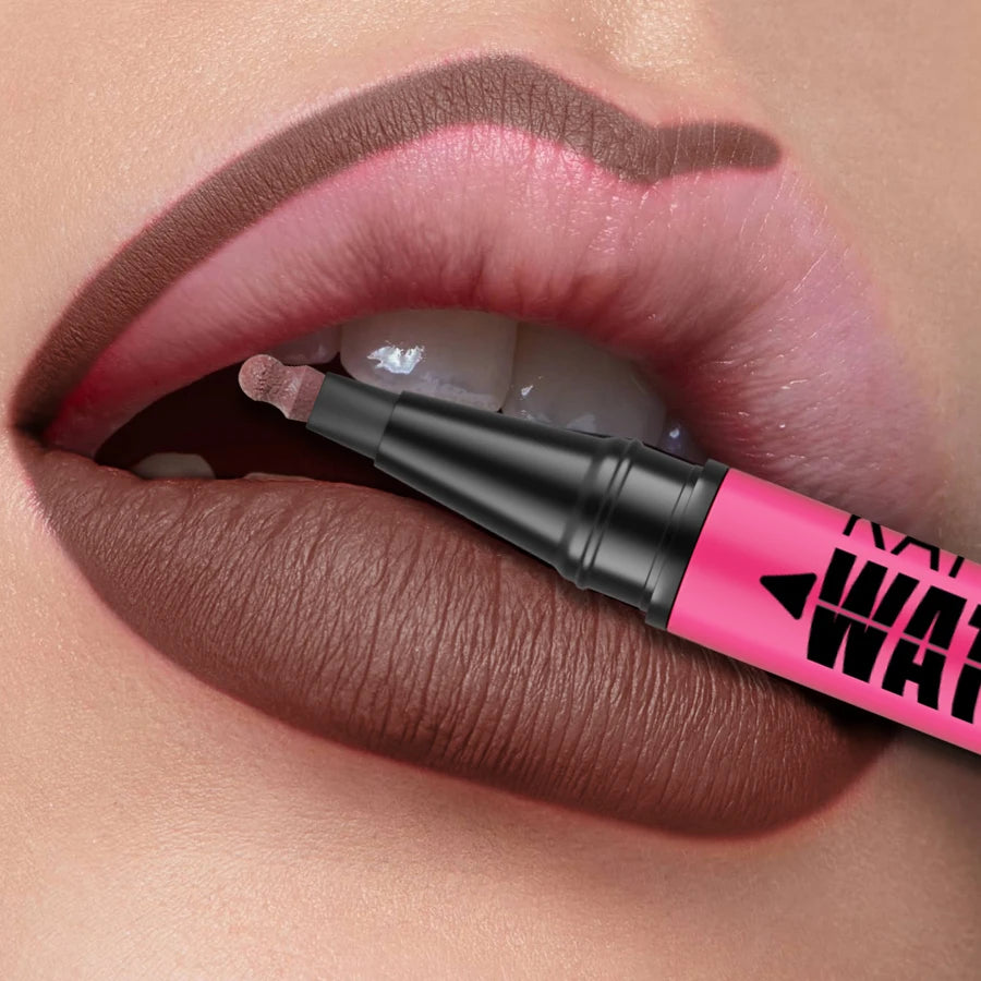 Crayon à lèvres liquide mat 12 couleurs, waterproof, effet repulpant, pour un contour des lèvres naturel et un maquillage contour des lèvres impeccable.