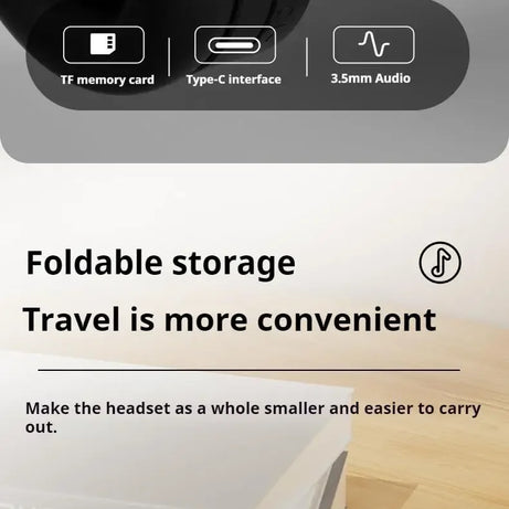 Casque stéréo Hi-Fi circum-aural M5 sans fil Bluetooth 5.3, idéal pour le sport et les jeux vidéo. Compatible avec carte TF/AUX et réduction du bruit.