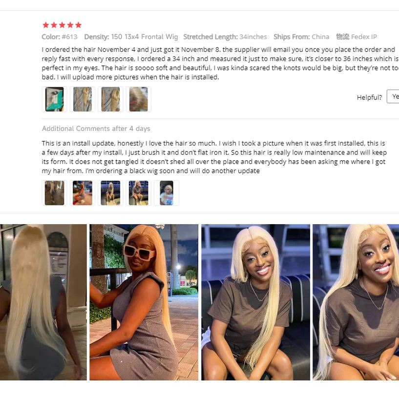 13x4 13x6 360 HD Transparent 613 Honey Blonde Color Lace Front Human Hair Wigs for Women Raw Brazilian Straight Lace Frontal Wig