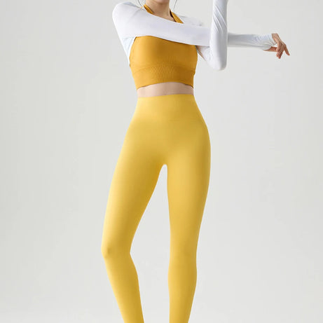 Leggings de sport et de fitness BIVIGAOS Printemps-Été, colorés, sans coutures, effet peau de requin, fins, élastiques et moulants.