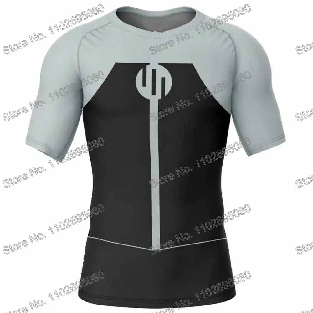 Vêtements de surf Invincible 4 BJJ MMA Rash Guard Homme Manches Courtes T-shirt de plongée Maillot de bain moulant Combinaison de plage d'été Femme GYM