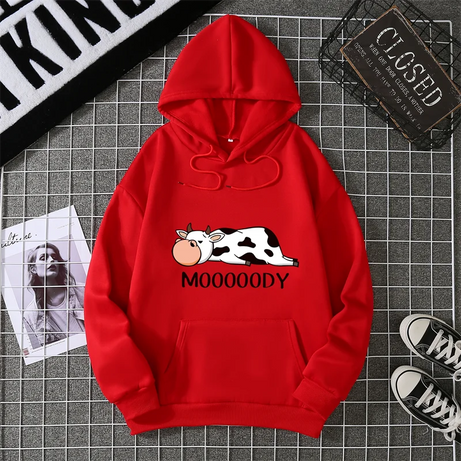 Sweat-shirts à capuche pour femme, imprimé vache tachetée kawaii, respirants, amples et chauds, en polaire, vêtements de sport automne-hiver