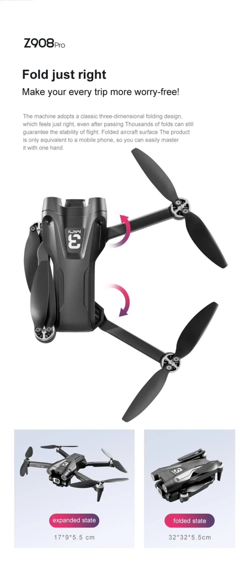 Drone Original Z908 Pro /MAX 8K ESC Professionnel 4K avec localisation par flux optique et évitement d'obstacles sur 3 côtés - Quadricoptère jouet