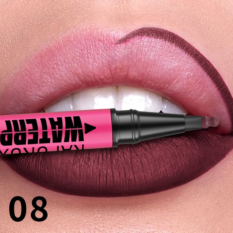 Crayon à lèvres liquide mat 12 couleurs, waterproof, effet repulpant, pour un contour des lèvres naturel et un maquillage contour des lèvres impeccable.