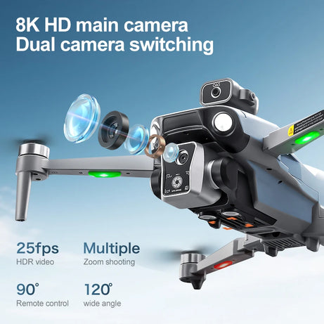 Nouveau drone K19 MAX GPS professionnel avec caméra 8K, vol FPV aérien, évitement d'obstacles, télécommande grand écran et drone pliable