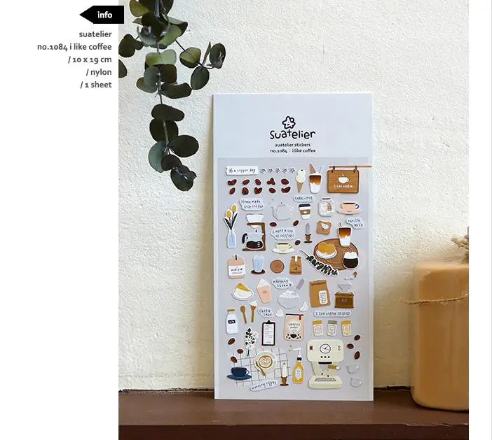 Autocollants Suatelier Foods, scrapbooking esthétique, jolis stickers pour carnets de voyage, décorations coréennes, agendas et fournitures de loisirs créatifs.